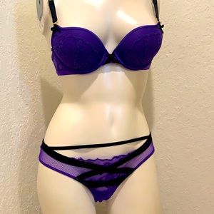 Victoria’s Secret Purple Mesh Lace Bra & Panty Set